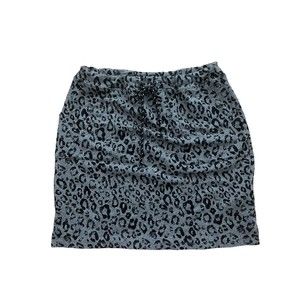 Sundry Cheetah Leopard Animal Print Pattern Mini Saturday Skirt‎ Black Gray 2